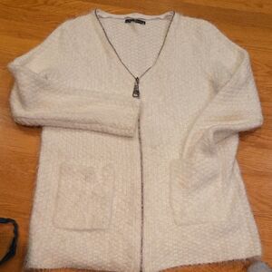 Fuzzy Cream Cardigan Sweater